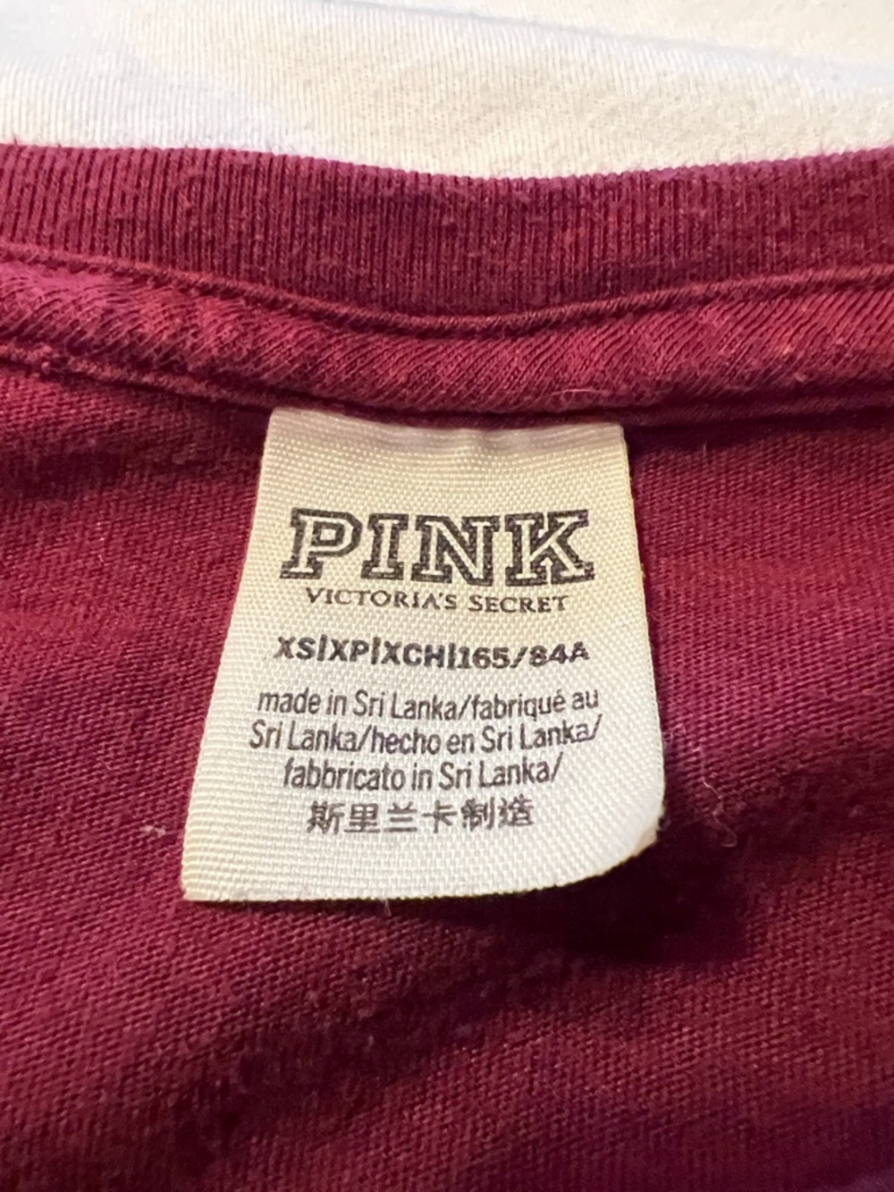 PINK Victoria's Secret Maroon and White Raglan Crewneck Top - Picture 8 of 9